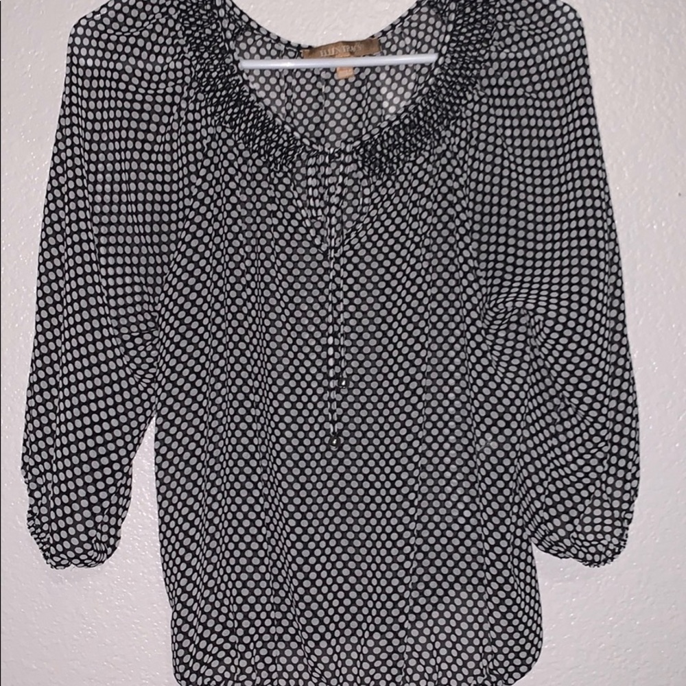 Black and white polka dot blouse
